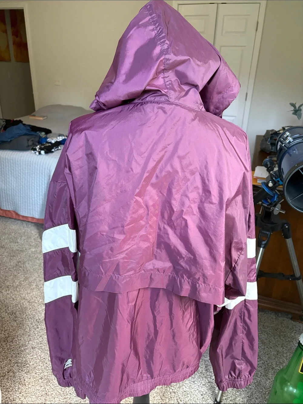 Vintage Maroon & White Hooded Windbreaker Pullover